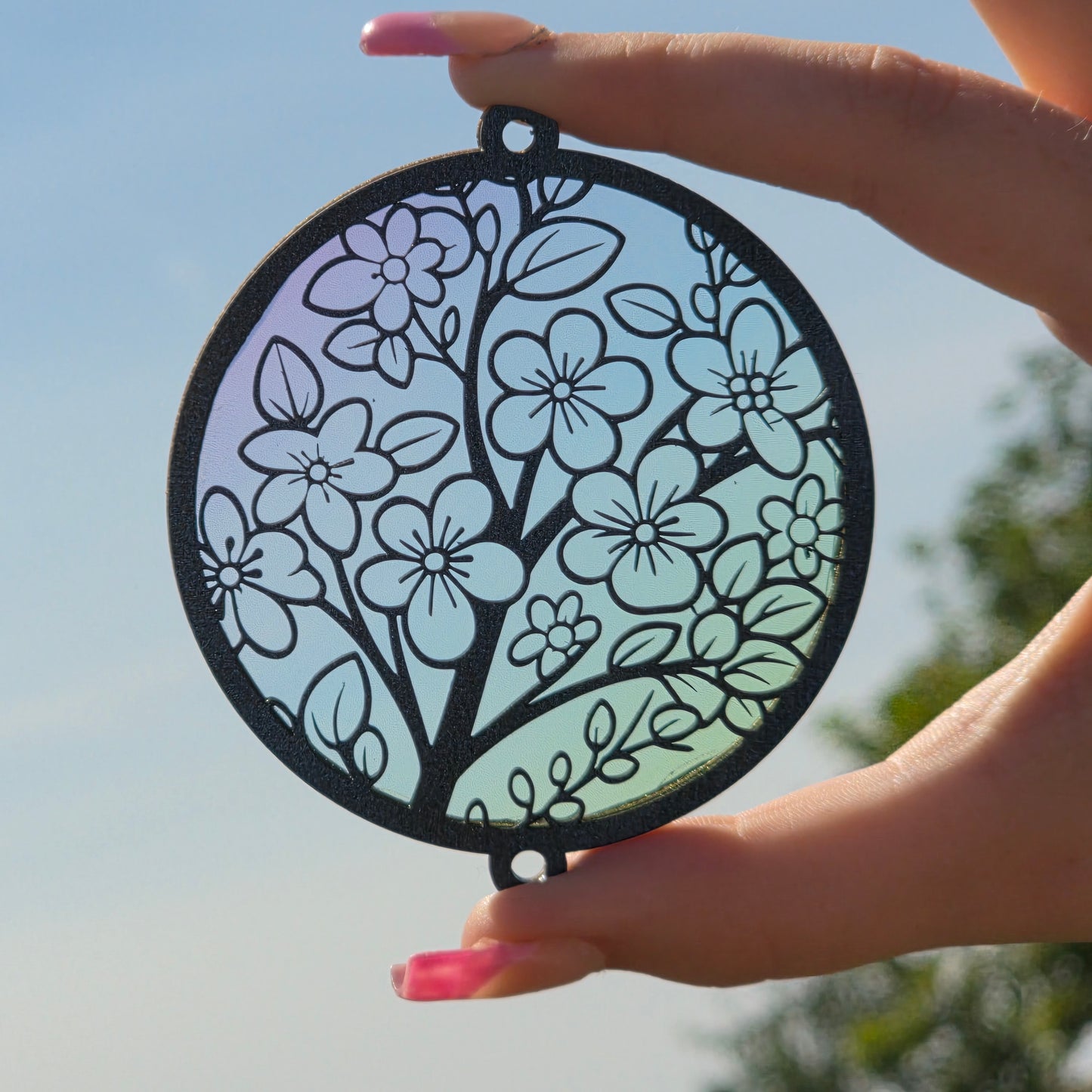Wooden Suncatcher – Hanging Window & Car Mirror Charm | Boho Light Catcher Decoration