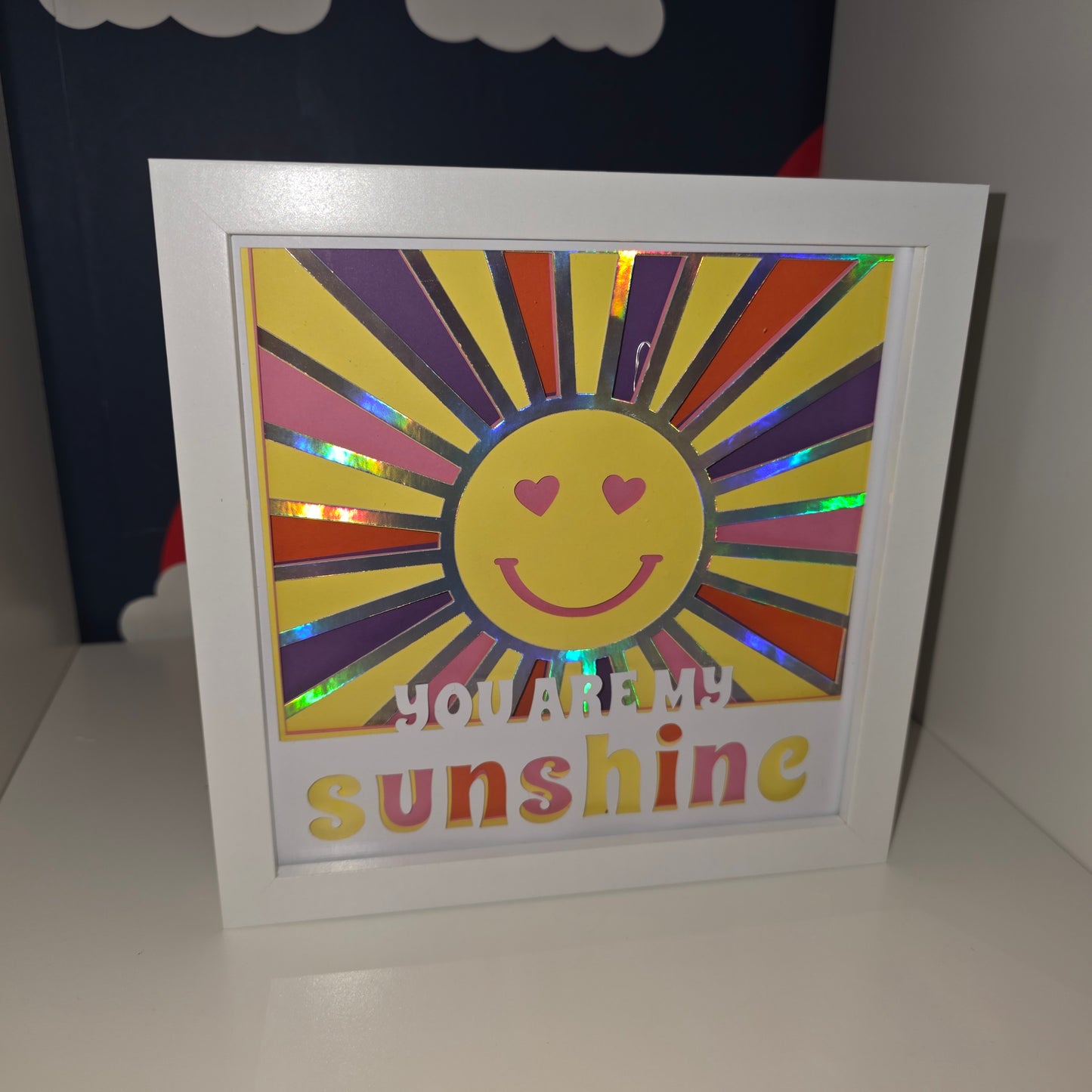 You Are My Sunshine Light Up Shadowbox – Battery LED Nursery & Kids Decor – Gift for Baby Showers & Birthdays