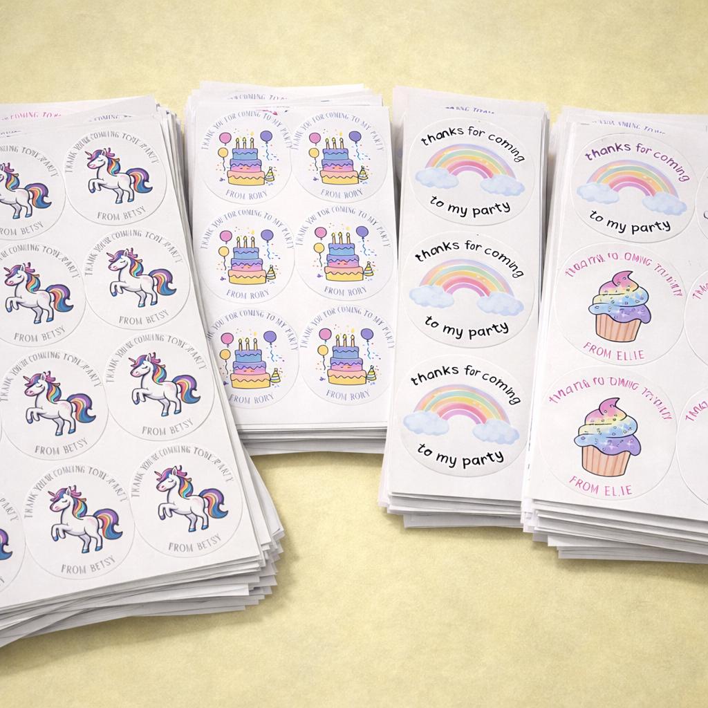 Party Bag Thank You Stickers