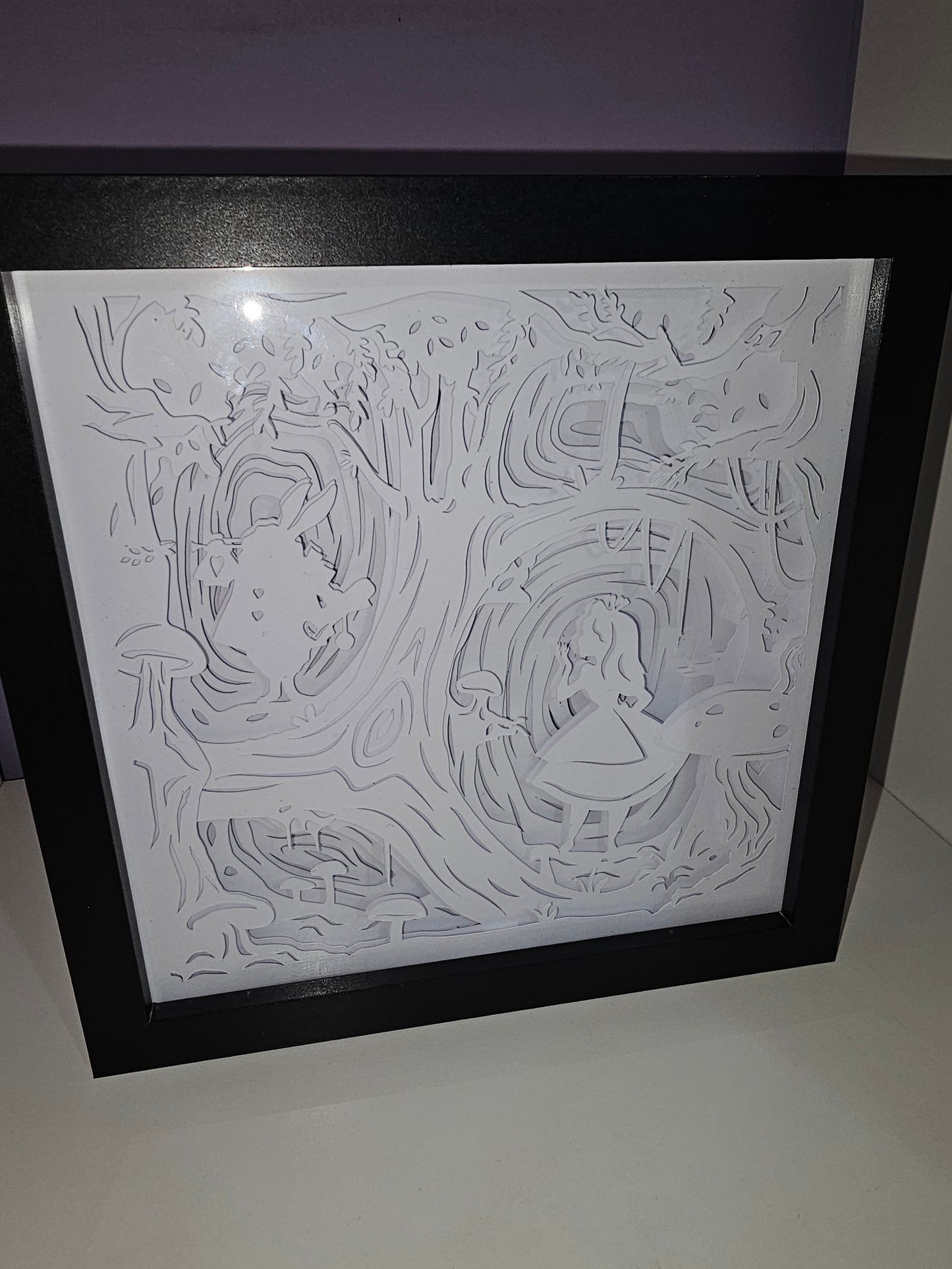 Down the rabbit hole Shadow box / light box | Alice and the white rabbit | birthday gift | mothers day gift