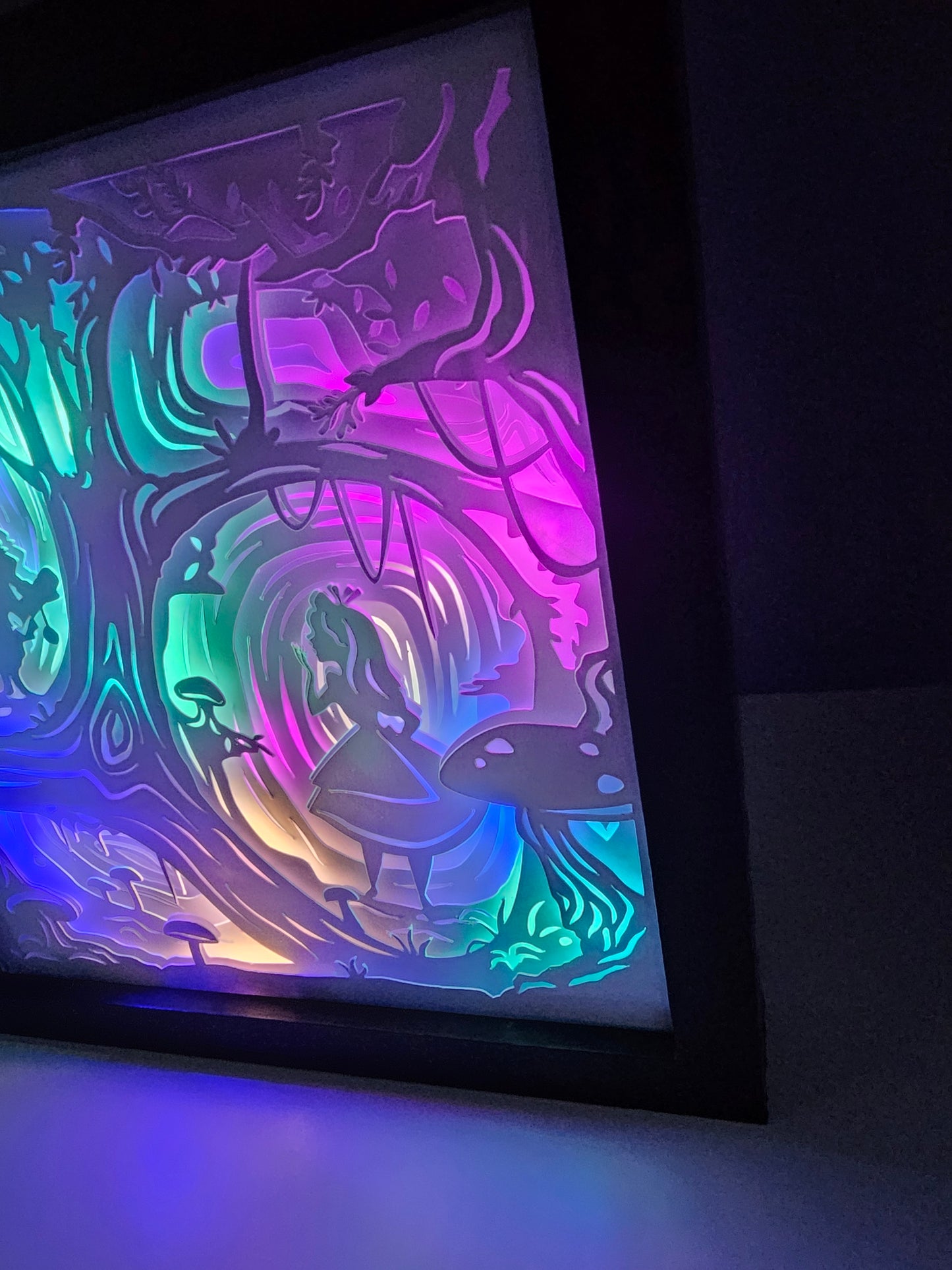 Down the rabbit hole Shadow box / light box | Alice and the white rabbit | birthday gift | mothers day gift