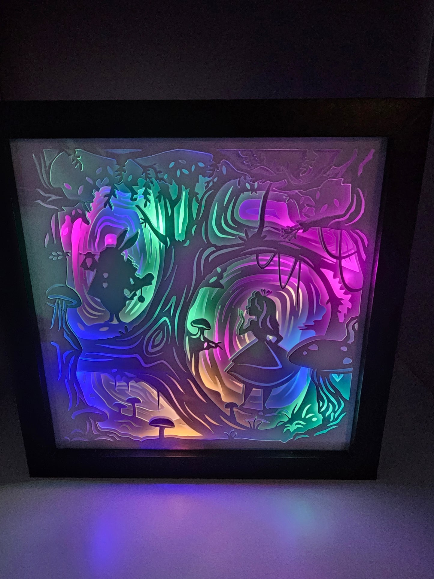 Down the rabbit hole Shadow box / light box | Alice and the white rabbit | birthday gift | mothers day gift