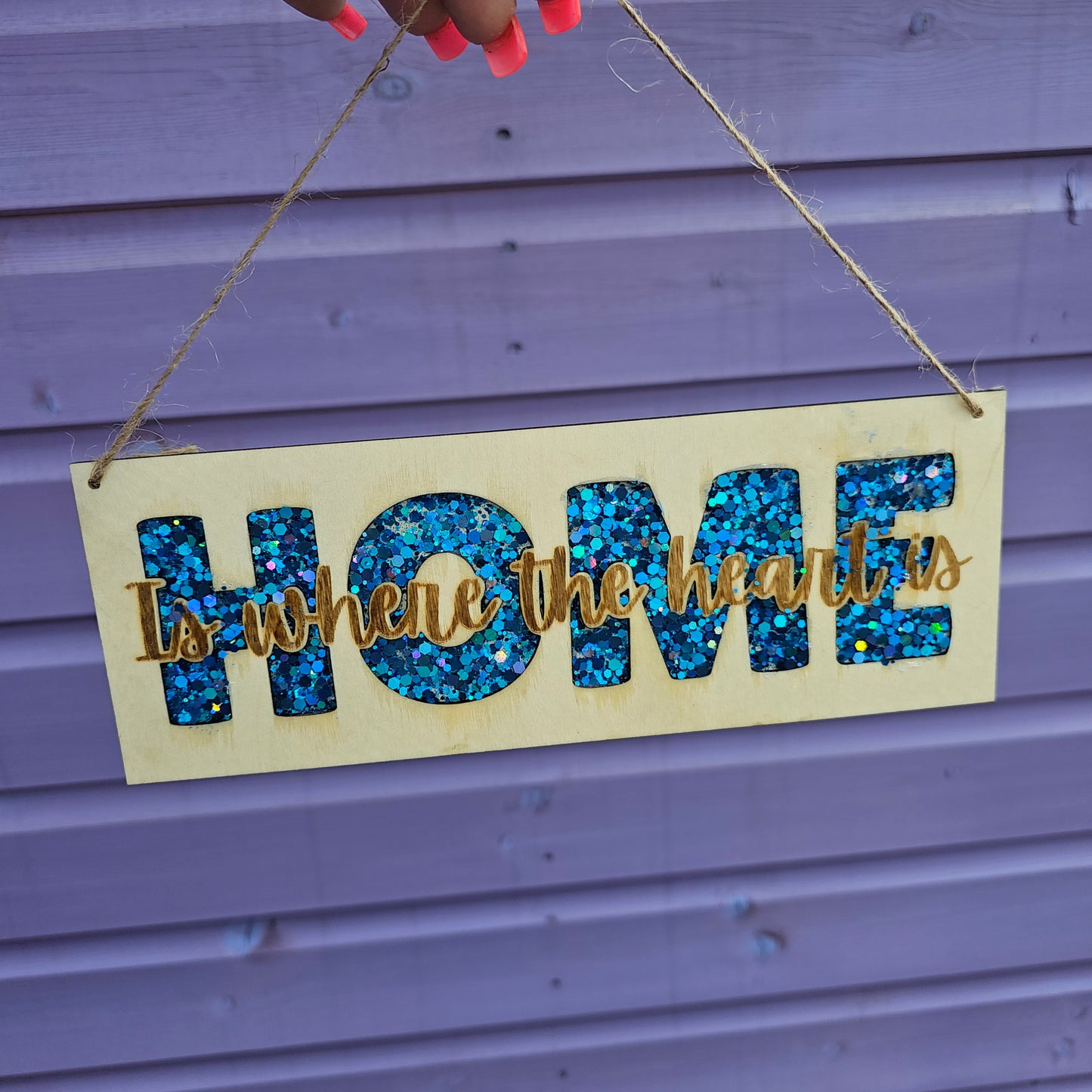 Home Is Where the Heart Is Plaque – Handmade Wood & Resin Glitter Sign | Housewarming Gift