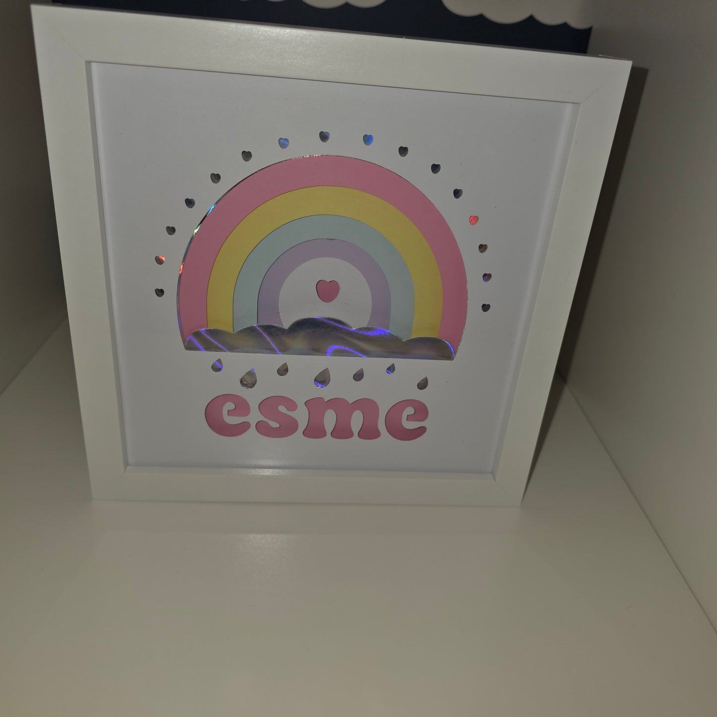 Personalised LED Rainbow Name Frame – Custom Light Up Name Sign – Battery Powered Nursery & Kids Bedroom Decor – Unique Baby Gift