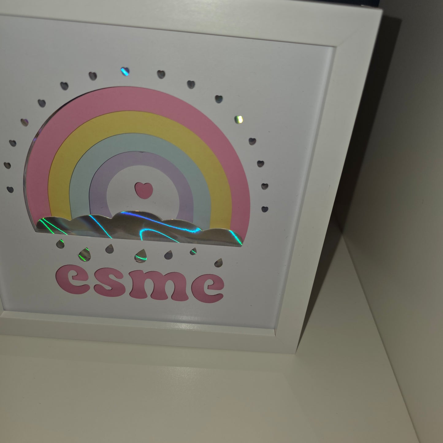 Personalised LED Rainbow Name Frame – Custom Light Up Name Sign – Battery Powered Nursery & Kids Bedroom Decor – Unique Baby Gift