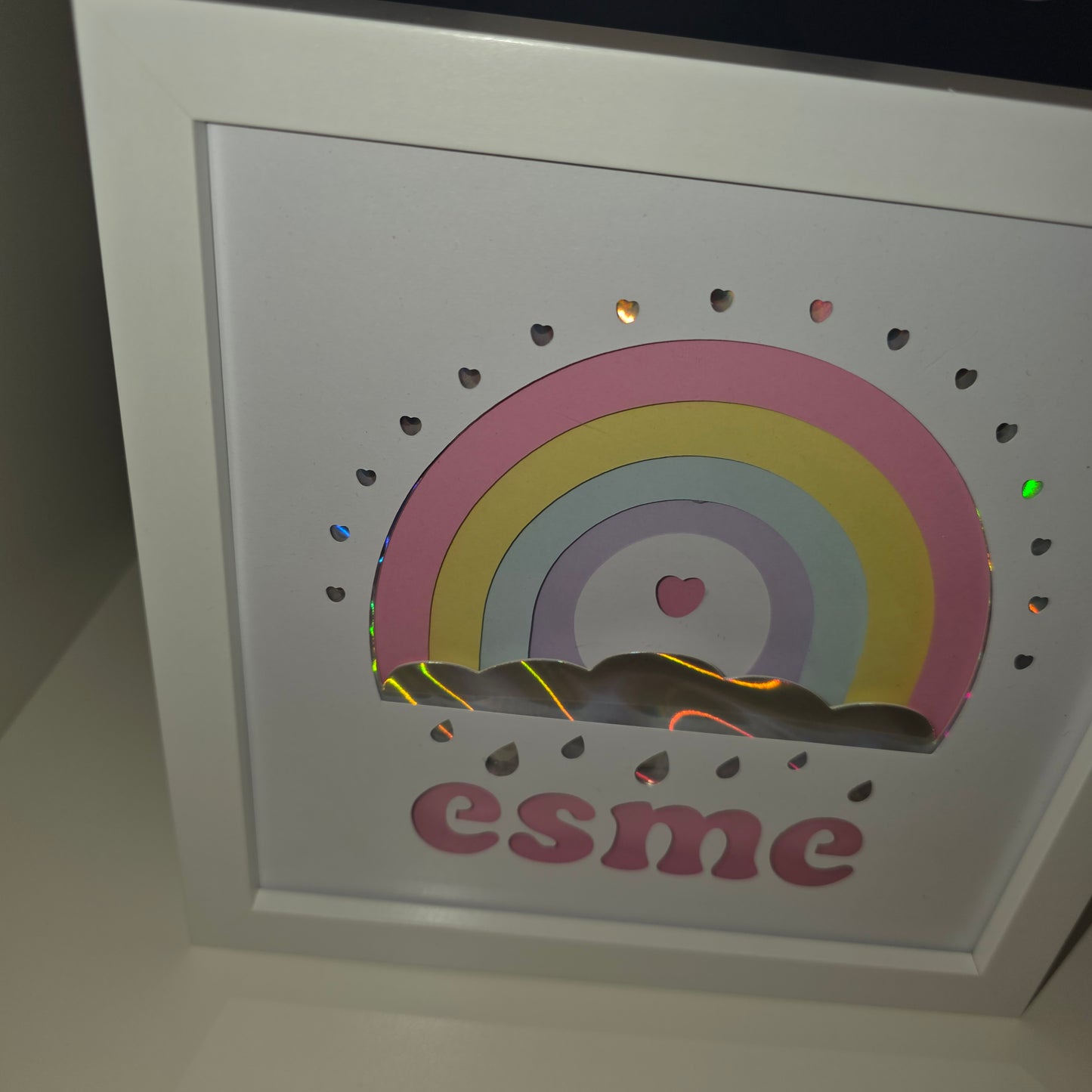 Personalised LED Rainbow Name Frame – Custom Light Up Name Sign – Battery Powered Nursery & Kids Bedroom Decor – Unique Baby Gift