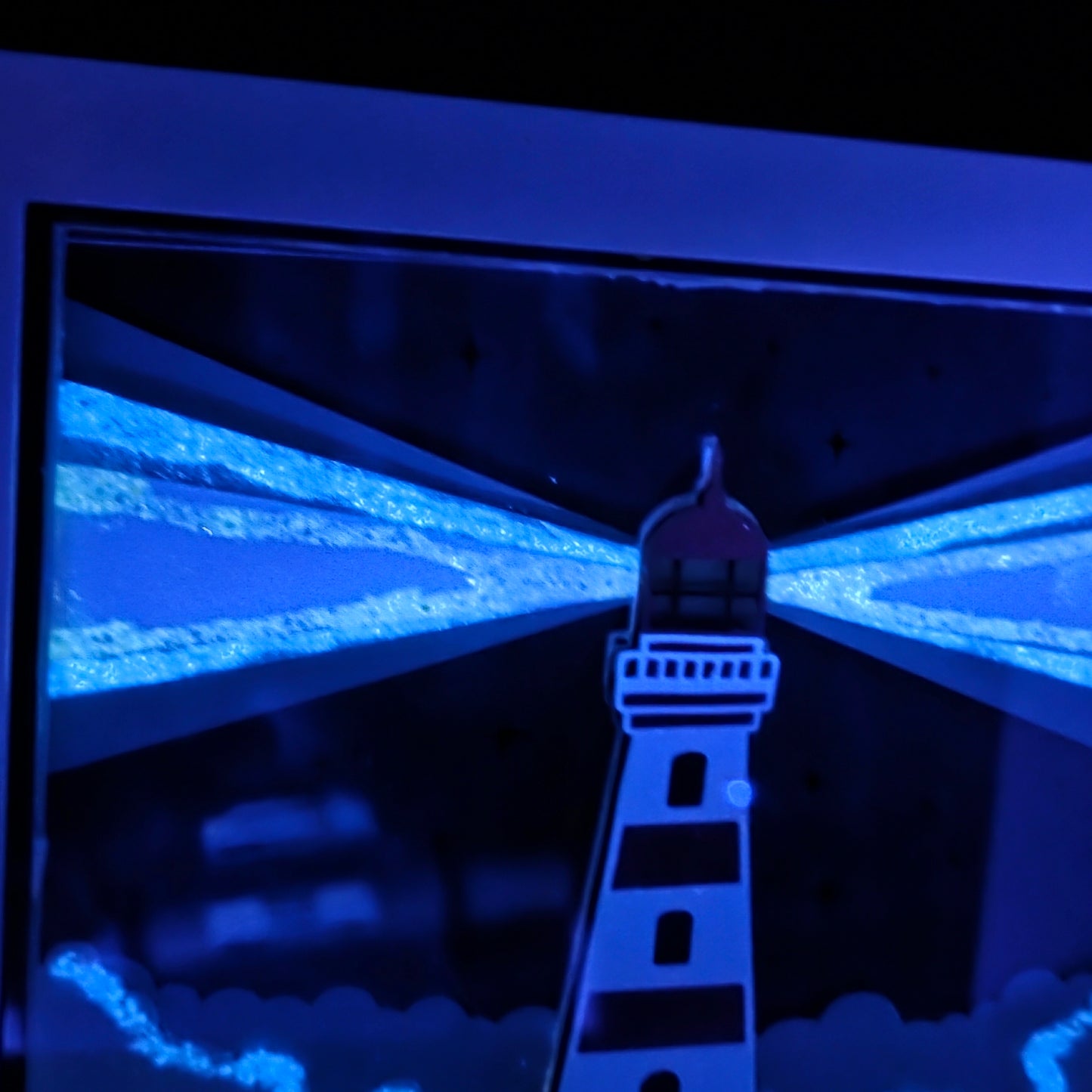 Lighthouse LED Shadow Box | Coastal Night Light Frame | Nautical Gift | Ocean Themed Home Decor