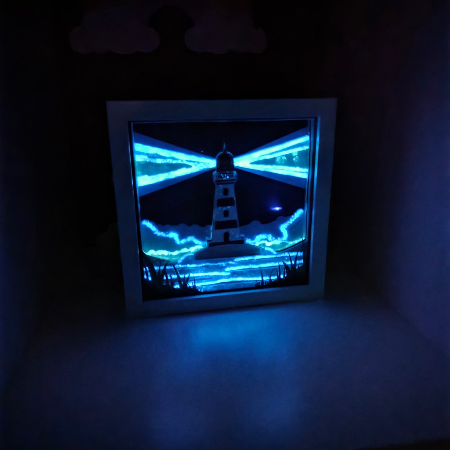 Lighthouse LED Shadow Box | Coastal Night Light Frame | Nautical Gift | Ocean Themed Home Decor