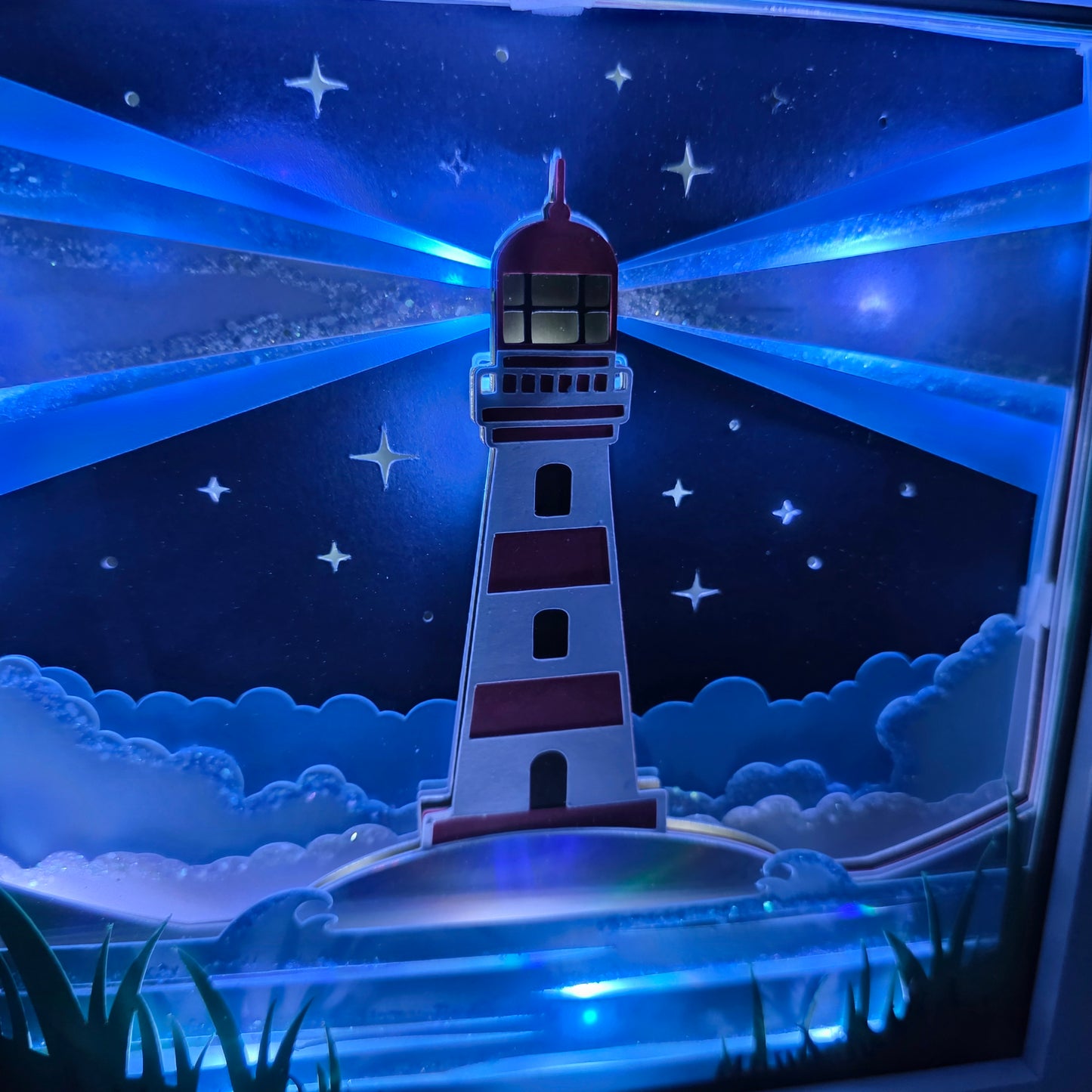 Lighthouse LED Shadow Box | Coastal Night Light Frame | Nautical Gift | Ocean Themed Home Decor