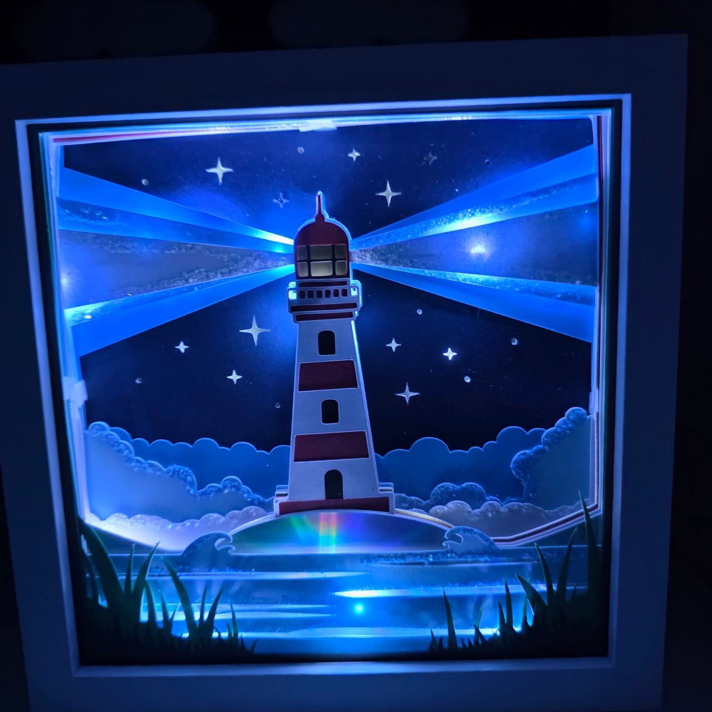 Lighthouse LED Shadow Box | Coastal Night Light Frame | Nautical Gift | Ocean Themed Home Decor