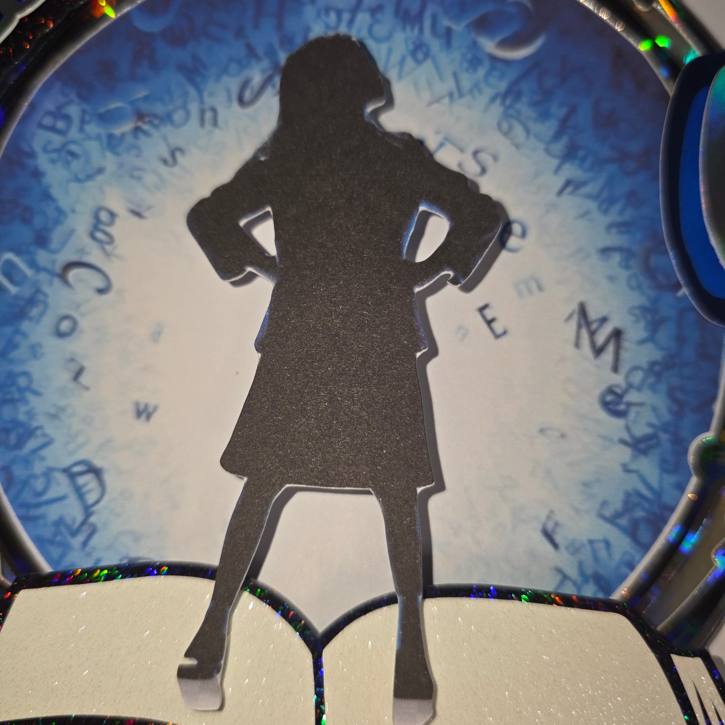 Personalised Bookworm Musical-Inspired Cake Topper | Reading Rebel Silhouette | Name & Age | Holographic Card Topper