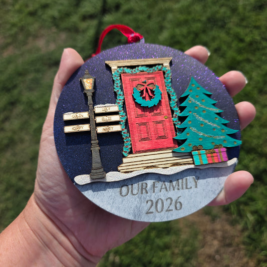 Our Family 2026 Wooden Christmas Bauble | Glow in the Dark Family Tree Decoration