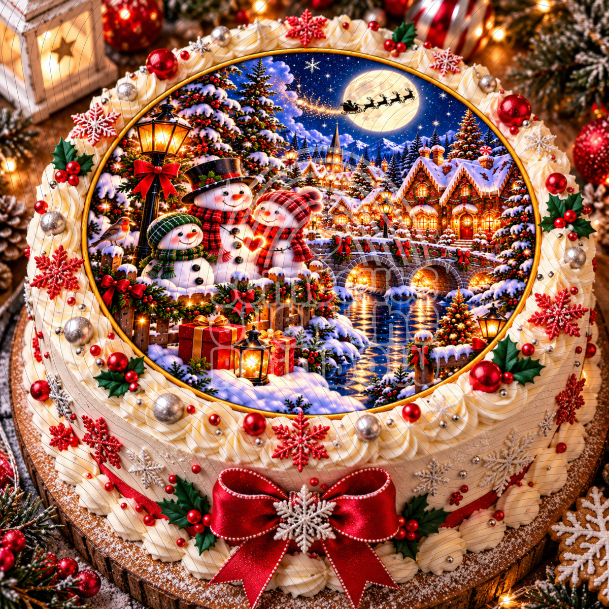 Snowman Family Christmas Edible Cake Topper – Icing Sheet or Wafer Pap ...