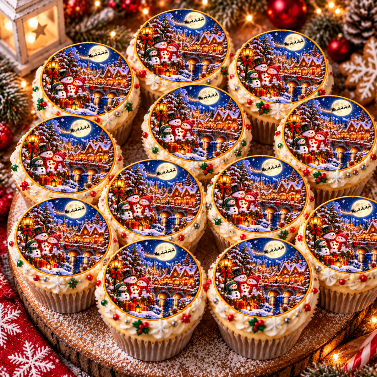 Snowman Family Christmas Edible Cake Topper – Icing Sheet or Wafer Pap ...