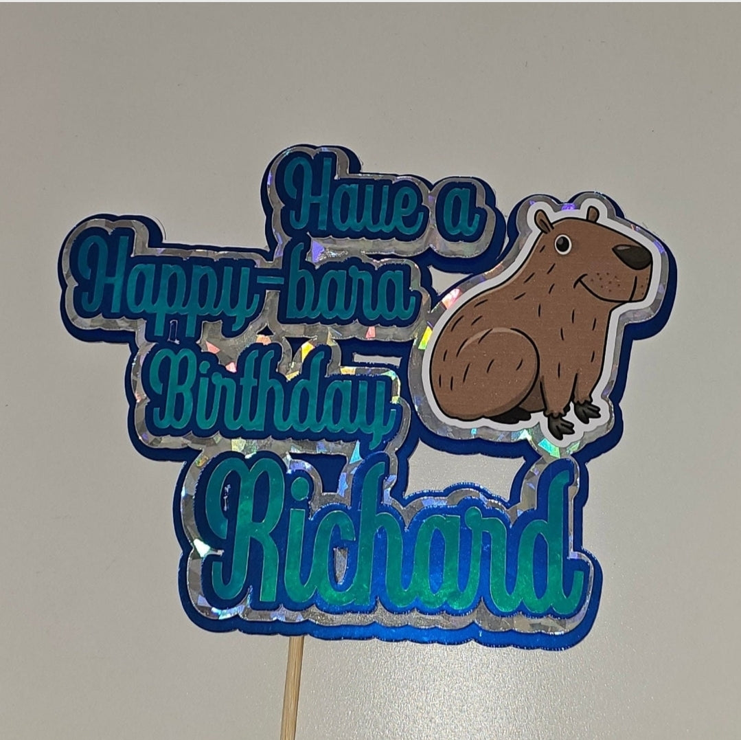 Capybara cake topper | personalised cake topper | bespoke cake topper | birthday cake topper | celebration topper for cakes | cake sign