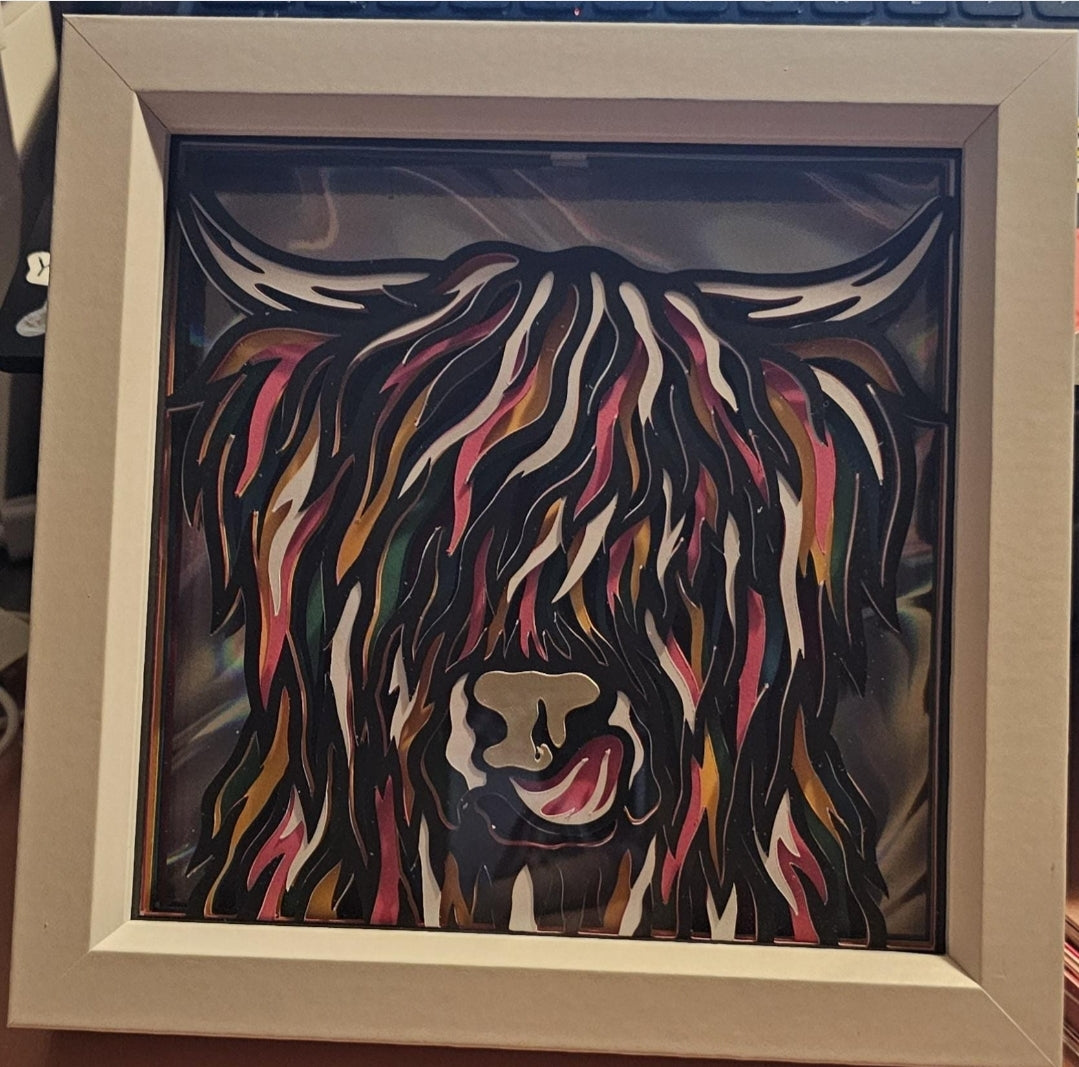 Highland cow shadow box | birthday gift |mothers day gift