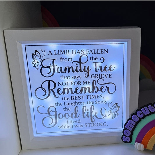 In Loving Memory Shadow Box | Sympathy Keepsake Frame | Bereavement Gift | A limb has fallen