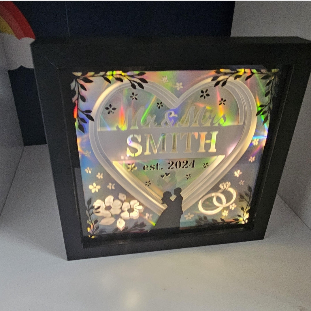 Just married Shadow box | light box | wedding anniversary gift