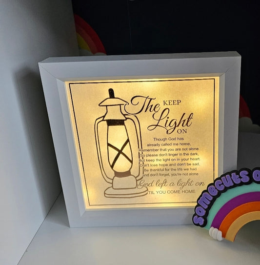 Keep the light on | Sympathy Gift | Memorial Frame | Keepsake | Memory Frame | Bereavement Gift | Sympathy Frame | Memorial Shadow Box