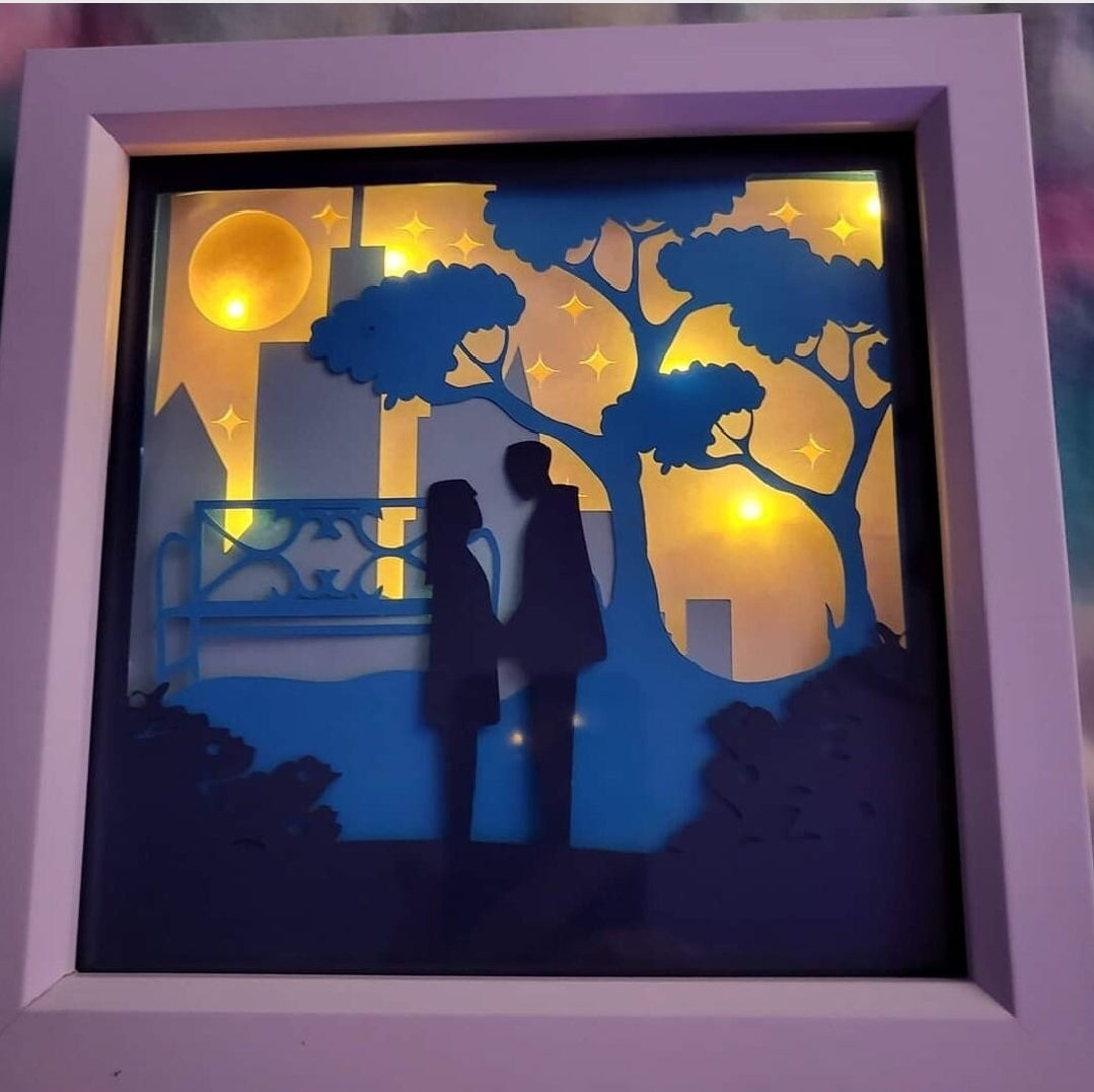 Moonlit couple shadowbox | Valentine gift