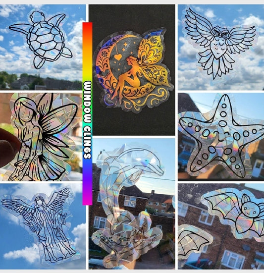 Rainbow window cling, bird saver, window sticker, holographic window sticker