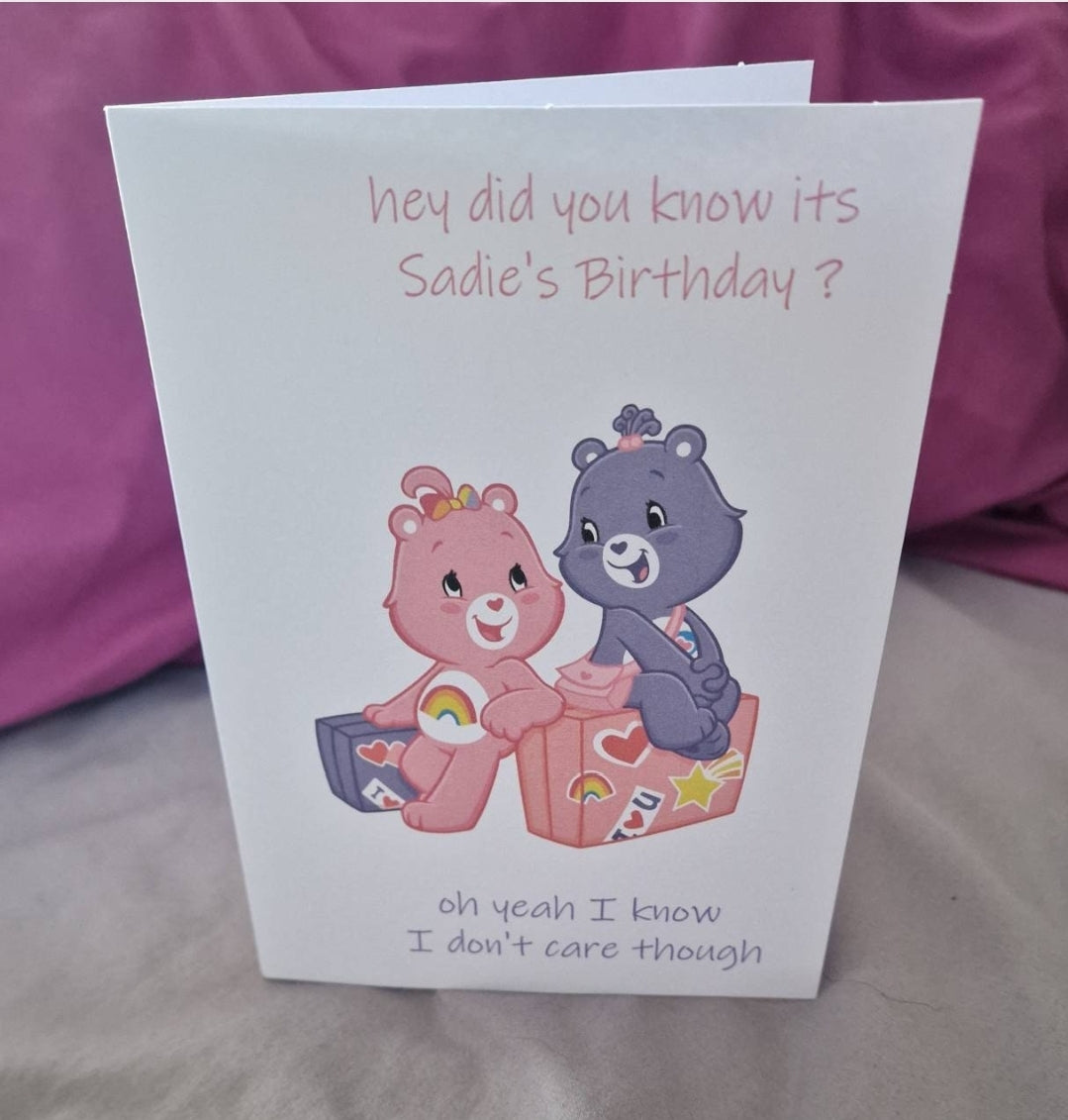 Swear bear  birthday card personalised birthday card greetings card