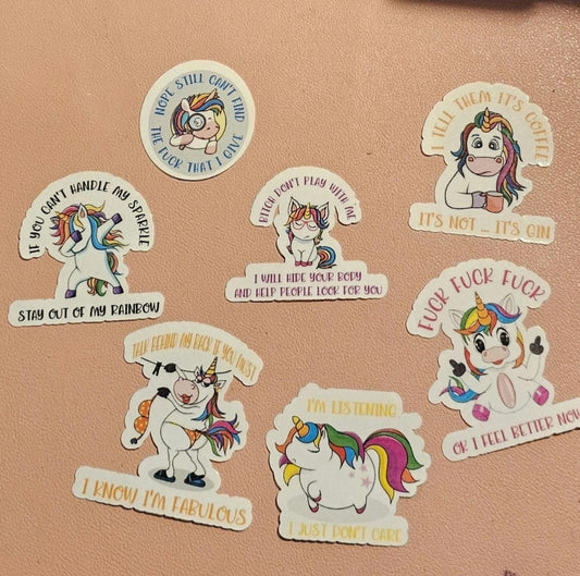 Swear funny angry mad adult cute rude sassy joke sarcastic unicorn stickers volume 2