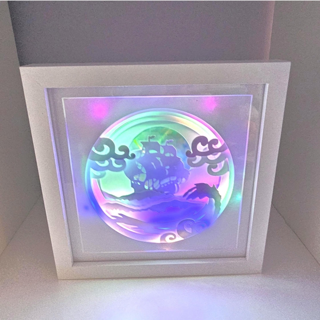 Pirate ship Shadow box / light box | birthday gift | fathers day gift