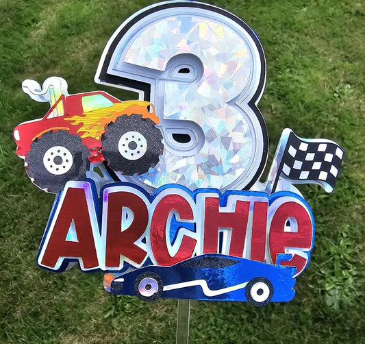 Monster truck car cake topper | personalised cake topper | bespoke cake topper | cake sign