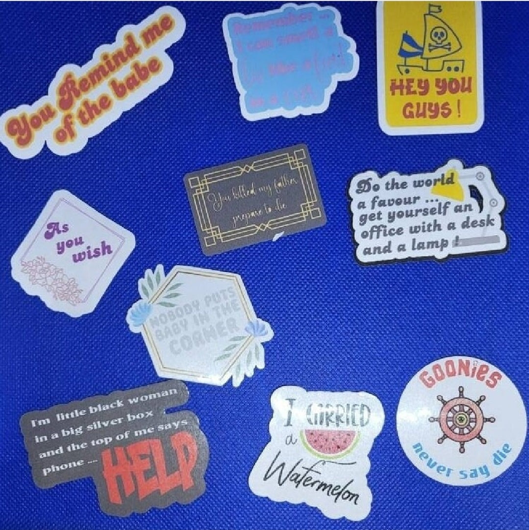 Nostalgic 80s Movie Quote Sticker Set