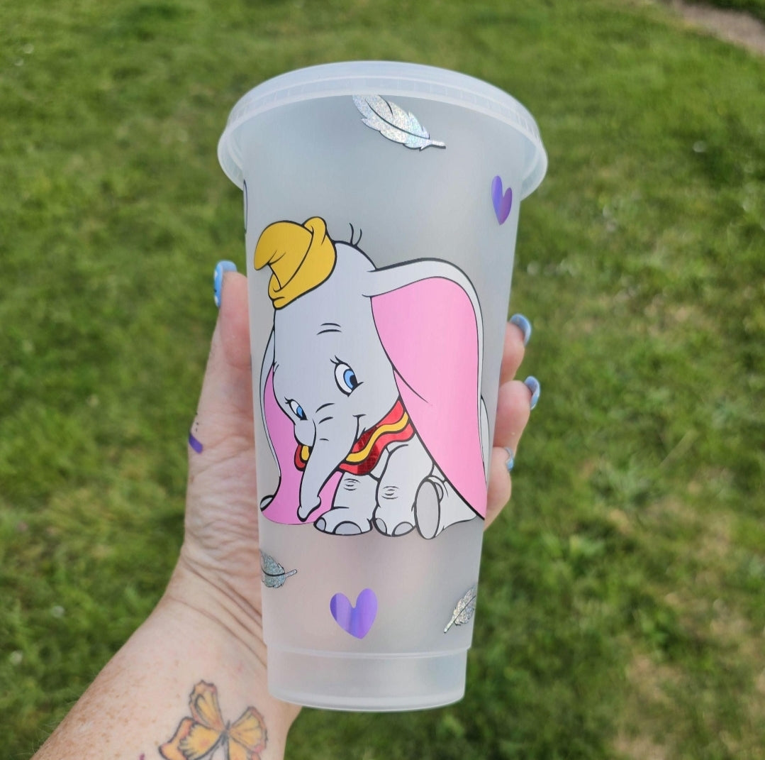 Big earred elephant cold cup 24 oz with straw | gift for all occasions