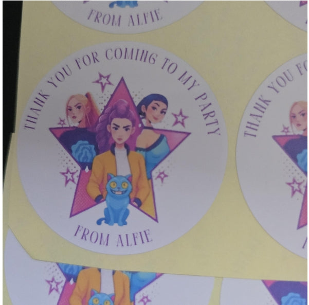 Personalised K-Pop Inspired Thank You for Coming Party Bag Stickers