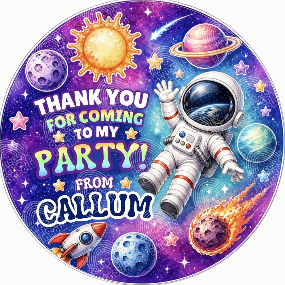 Personalised Space Party Thank You Stickers