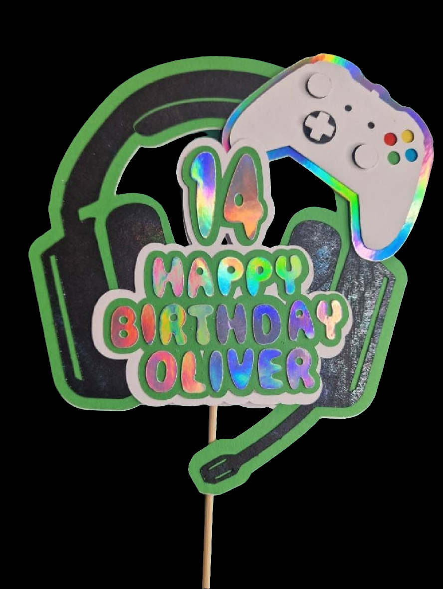 Gamer cake topper | personalised cake topper | bespoke cake topper | cake sign