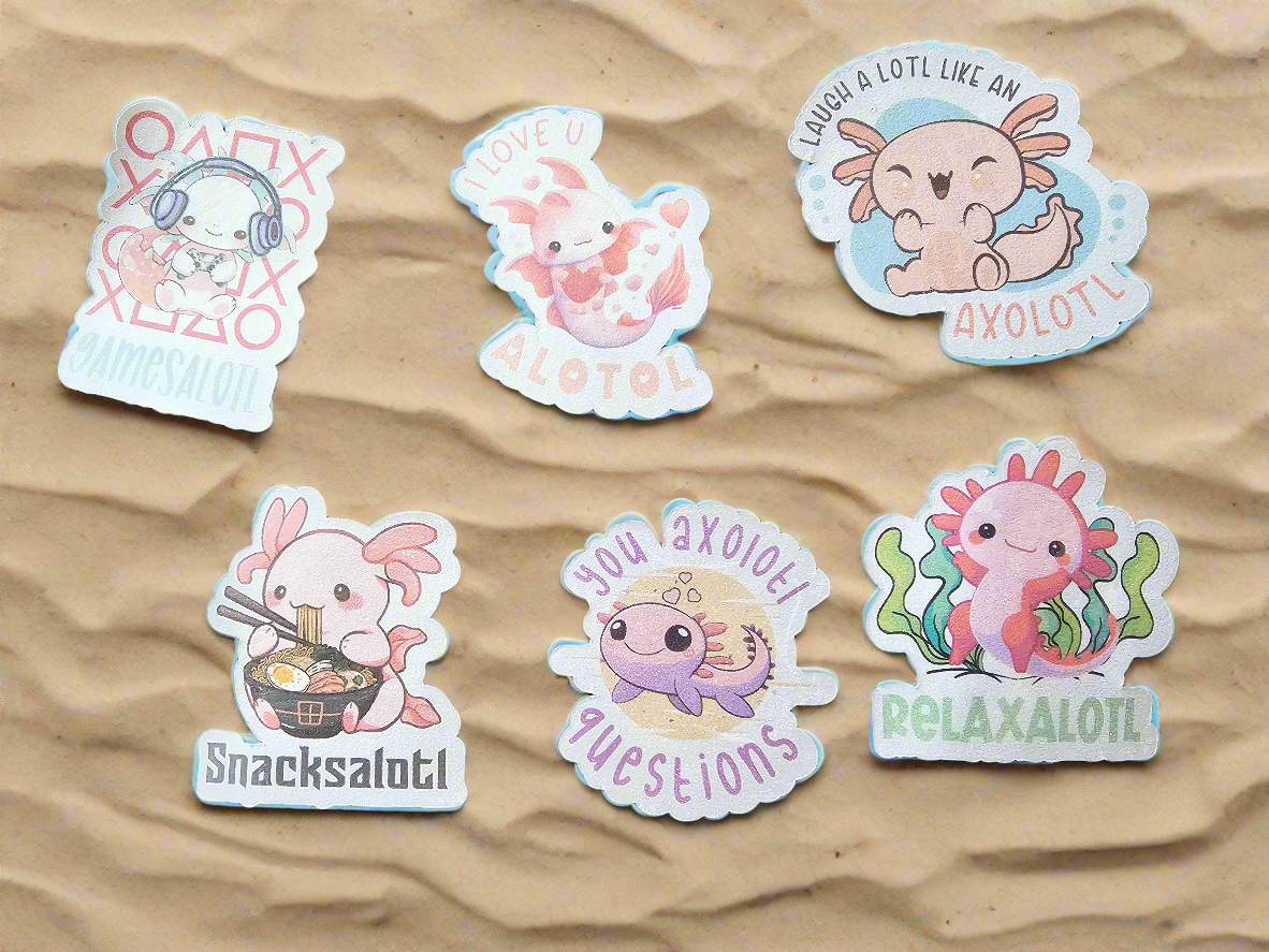 Axolotl stickers | you ask alotl questions | laptop stickers