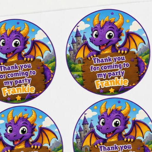 Personalised Dragon Party Thank You Stickers