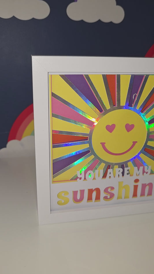 You Are My Sunshine Light Up Shadowbox – Battery LED Nursery & Kids Decor – Gift for Baby Showers & Birthdays