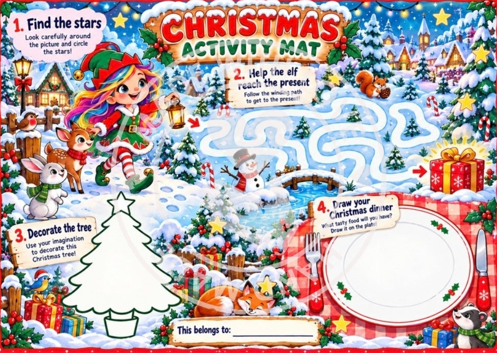 Personalised Wipe Clean Activity Placemats – Kids Reusable Colouring & Activity Table Mats
