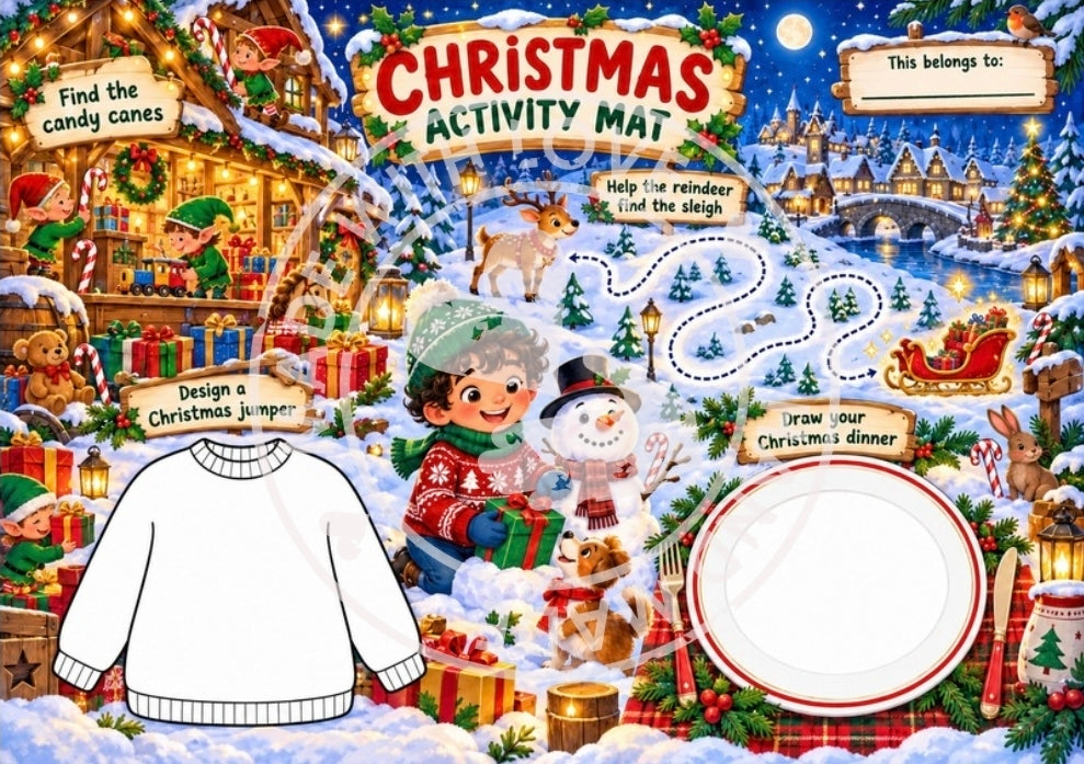 Personalised Wipe Clean Activity Placemats – Kids Reusable Colouring & Activity Table Mats