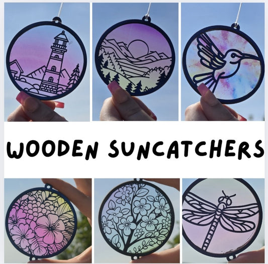 Wooden Suncatcher – Hanging Window & Car Mirror Charm | Boho Light Catcher Decoration